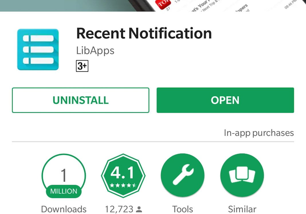 Recent notifications app